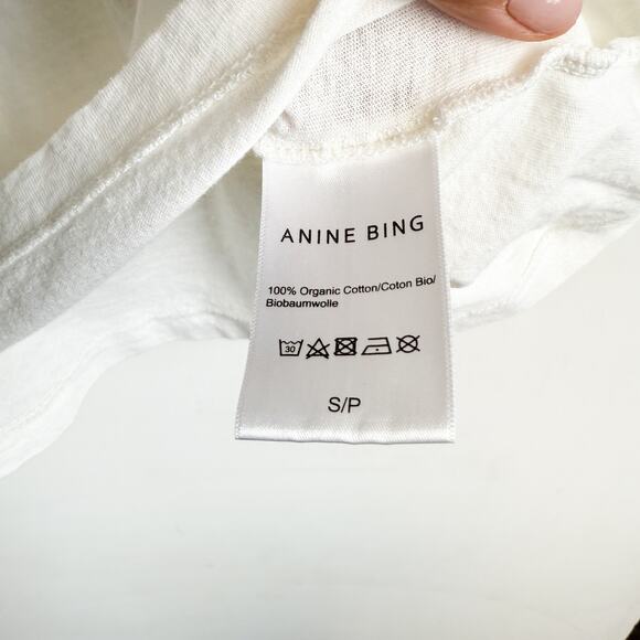 ANINE BING Lili Tee University Paris Cotton Shirt White - S - Picture 5 of 8
